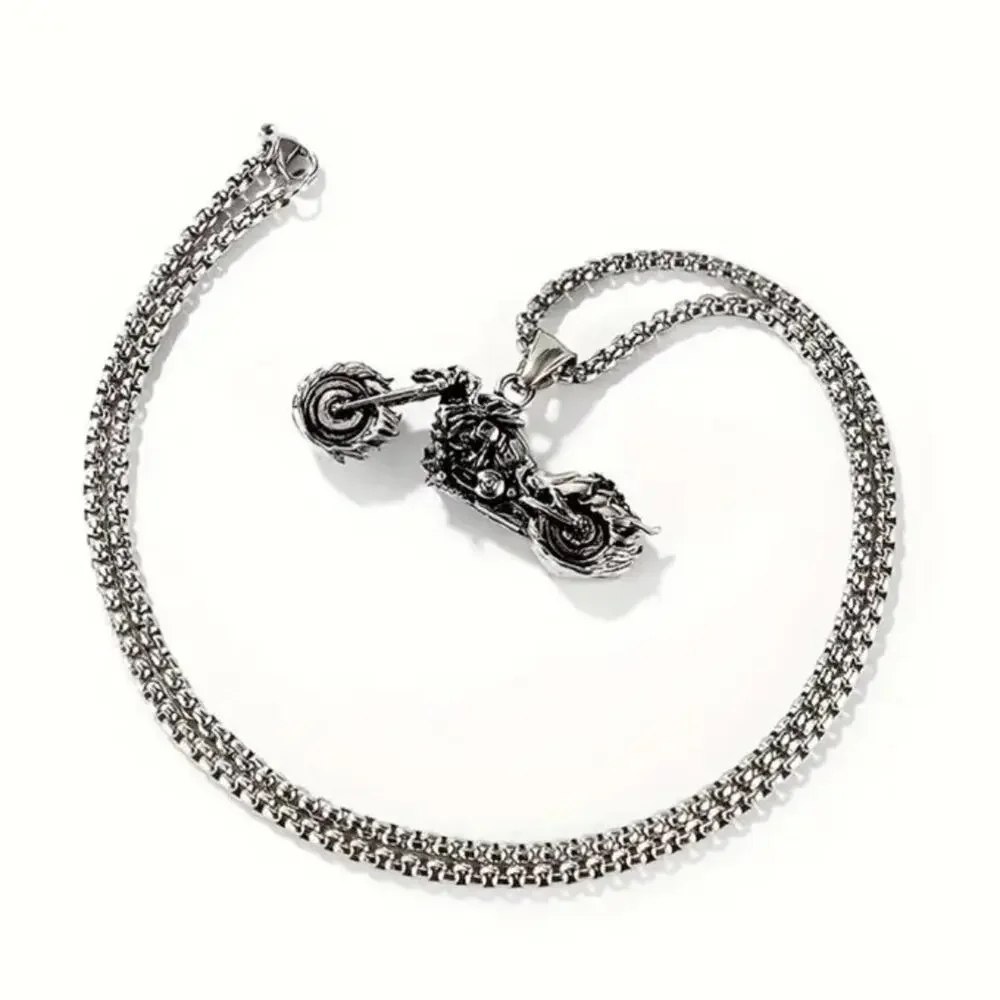 Stainless Steel Motorcycle Necklace Box Chain Biker Birthday Valentines Gift NEW